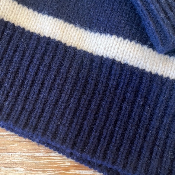 NWOT Zara Women's 100% Wool Navy & White Striped Academia Knit Cardigan - Picture 4 of 6